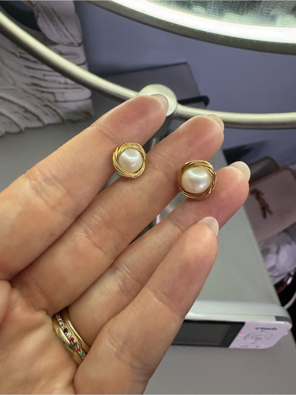 Authentic Pearl Nest Stud Earrings - Women Jewelry